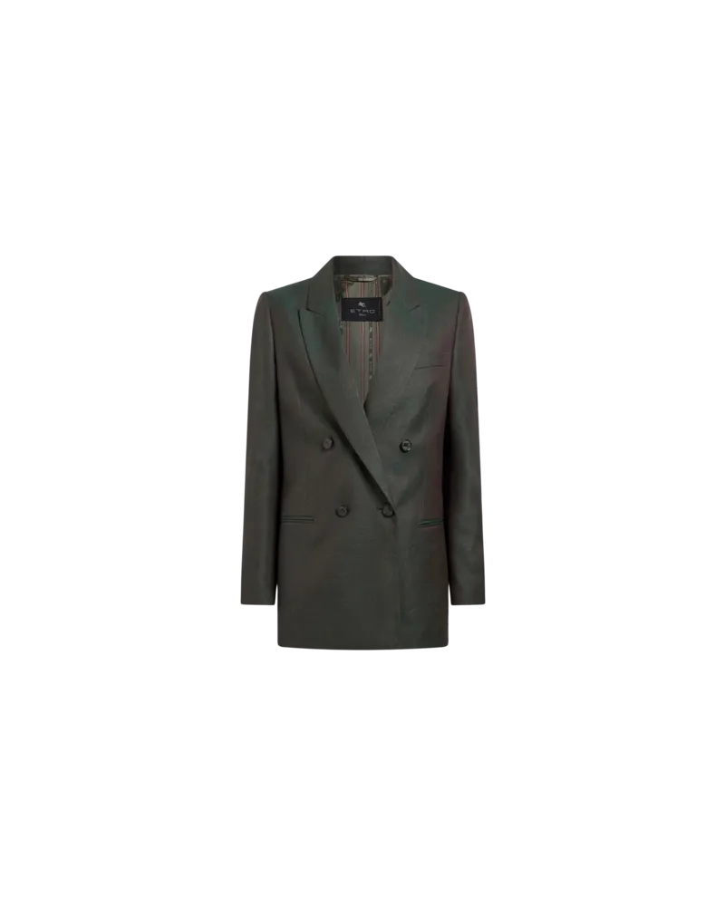 Etro Zweireihige Jacquard-jacke Aus Wolle Mit Paisley-motiv, Damen, Grün, Größe Grün