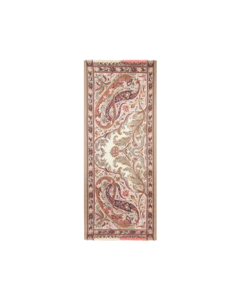 Etro Schal Aus Kaschmir Und Seide Mit Rankenmotiv, Damen, Hellbraun Hellbraun