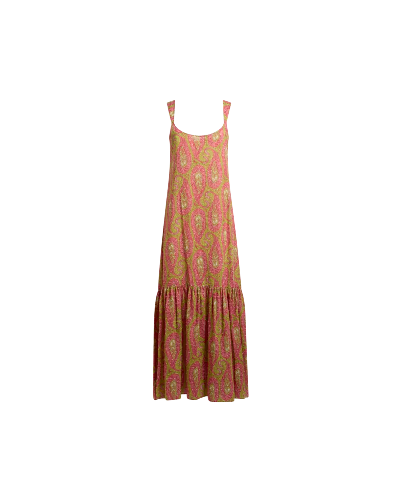 Etro Langes Kleid Aus Plumetis-baumwolle Mit Paisley-foliage-motiv, Damen, Grün, Größe Grün