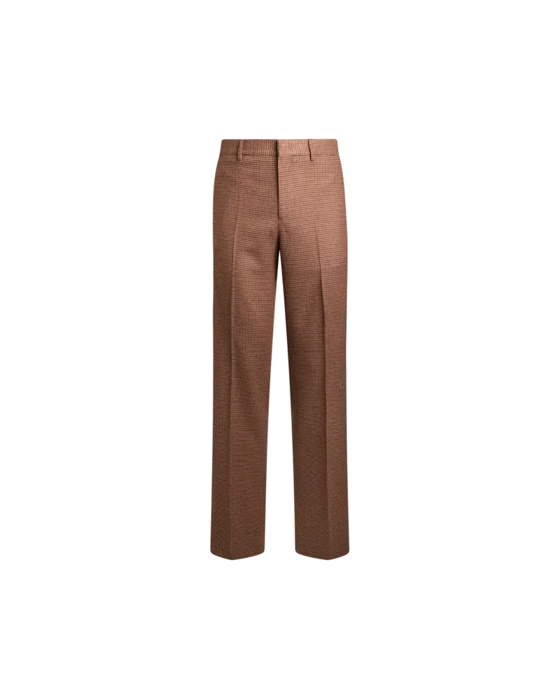 Etro Hose Mit Geradem Bein Aus Wolle Und Kaschmir Mit Federn Und Mikro-hahnentrittmuster, Herren, Rot, Größe Rot