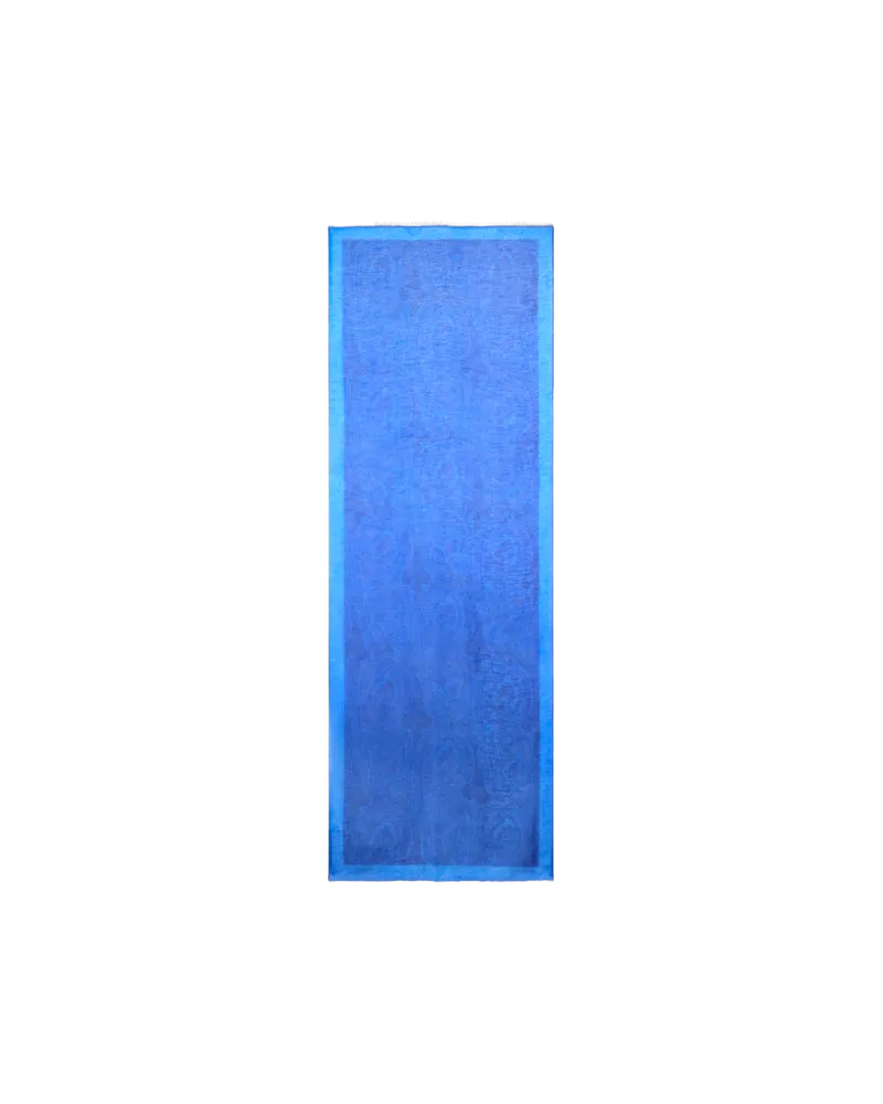 Etro Schal Aus Einer Leinenmischung Mit Paisley-motiv, Herren, Hellblau Hellblau