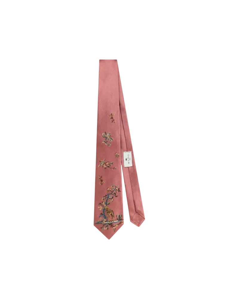 Etro Jacquard-krawatte Aus Seide Mit Platziertem Giraffenmotiv, Herren, Rosa Rosa