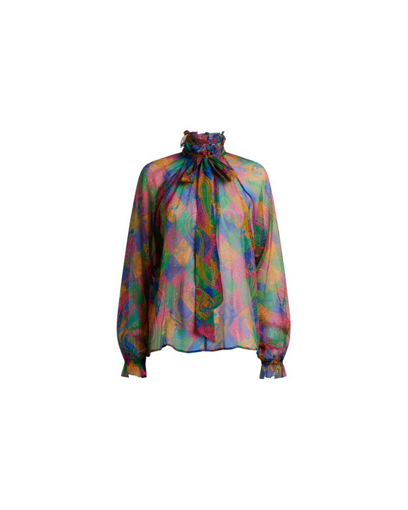 Etro Bluse Aus Seiden-crepon Mit Geometrischem Paisley-motiv, Damen, Multicolor, Größe Multicolor