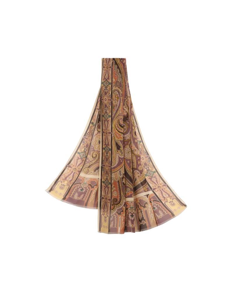 Etro Schal Aus Seide Mit Platziertem Druck, Damen, Multicolor Multicolor