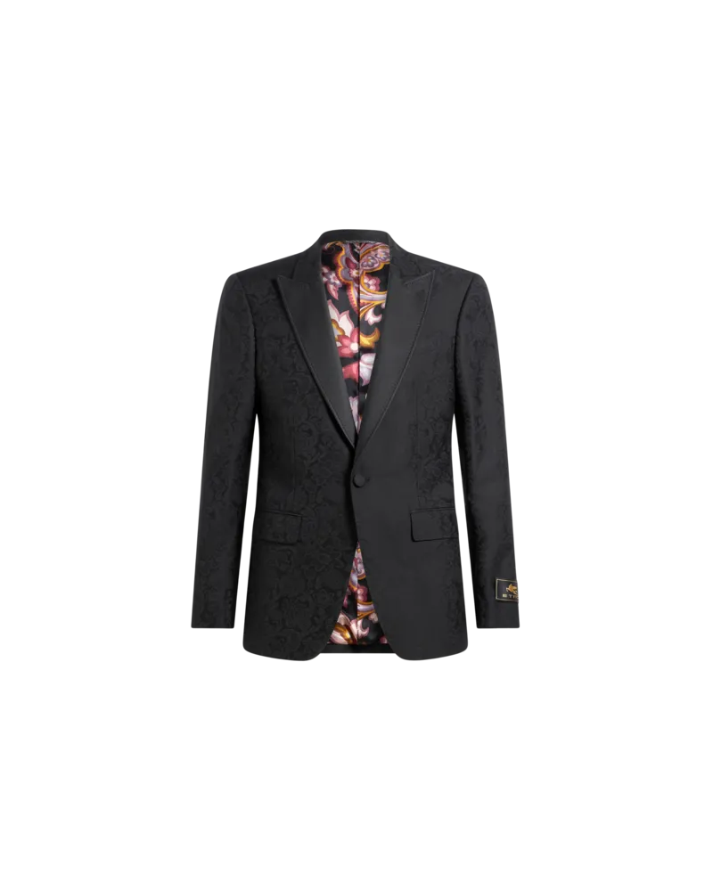 Etro Einreihiger Blazer Mit Blumenmuster, Herren, Schwarz, Größe Schwarz