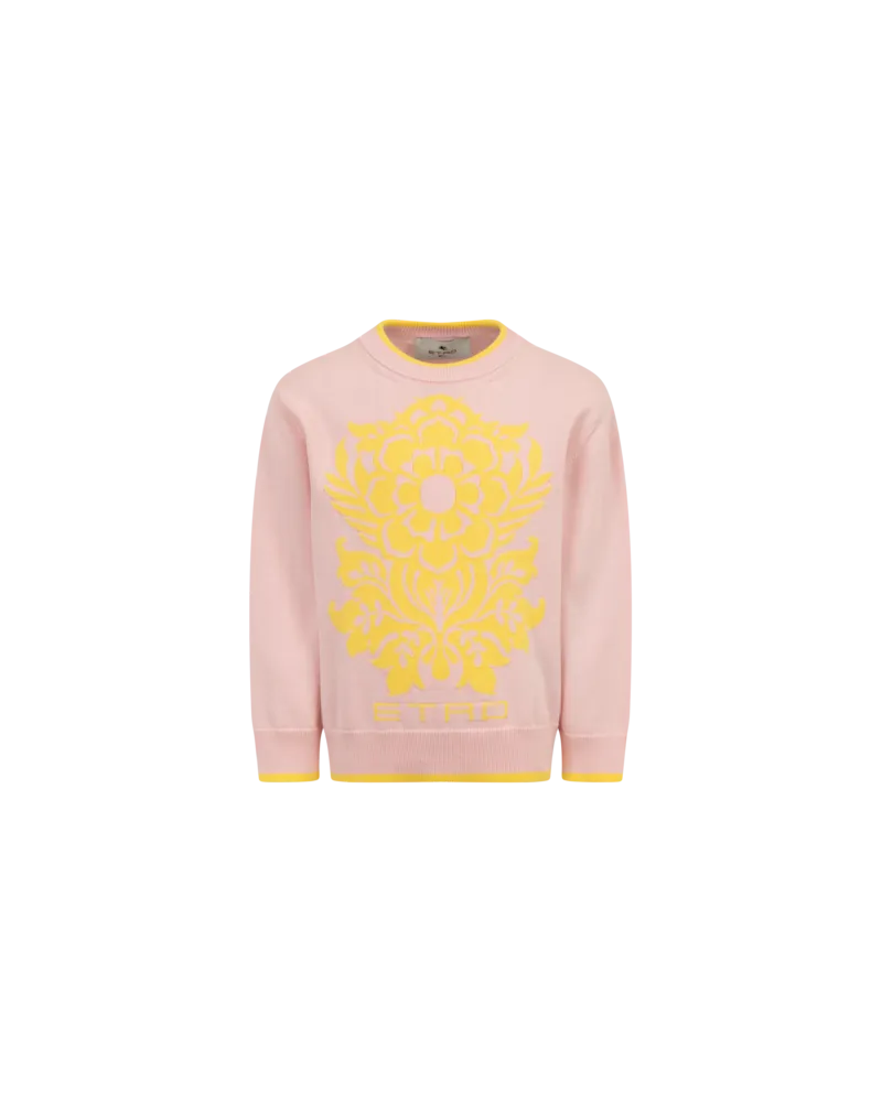 Etro Pullover Aus Baumwolle Mit Platziertem, Floralem Design, Rosa, Größe Rosa