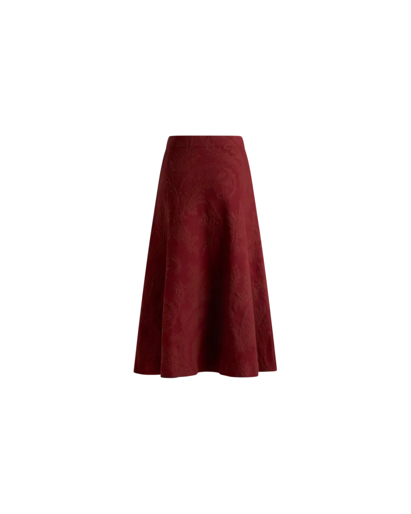 Etro Midirock Mit Floralem Paisley-jacquardmuster, Damen, Bordeaux, Größe Bordeaux
