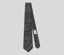 Jacquard-krawatte Aus Seide Mit Arnikamuster, Herren, Schwarz