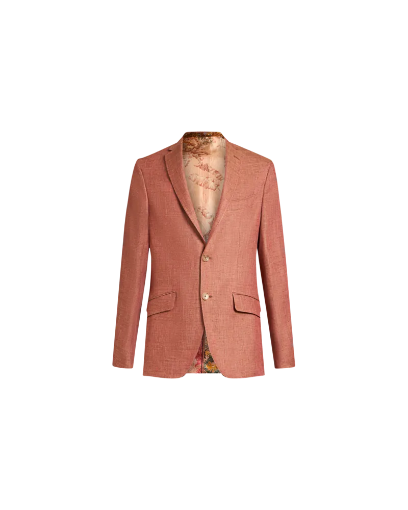 Etro Blazer Aus Geflammtem Leinenmischgewebe, Herren, Rot, Größe Rot