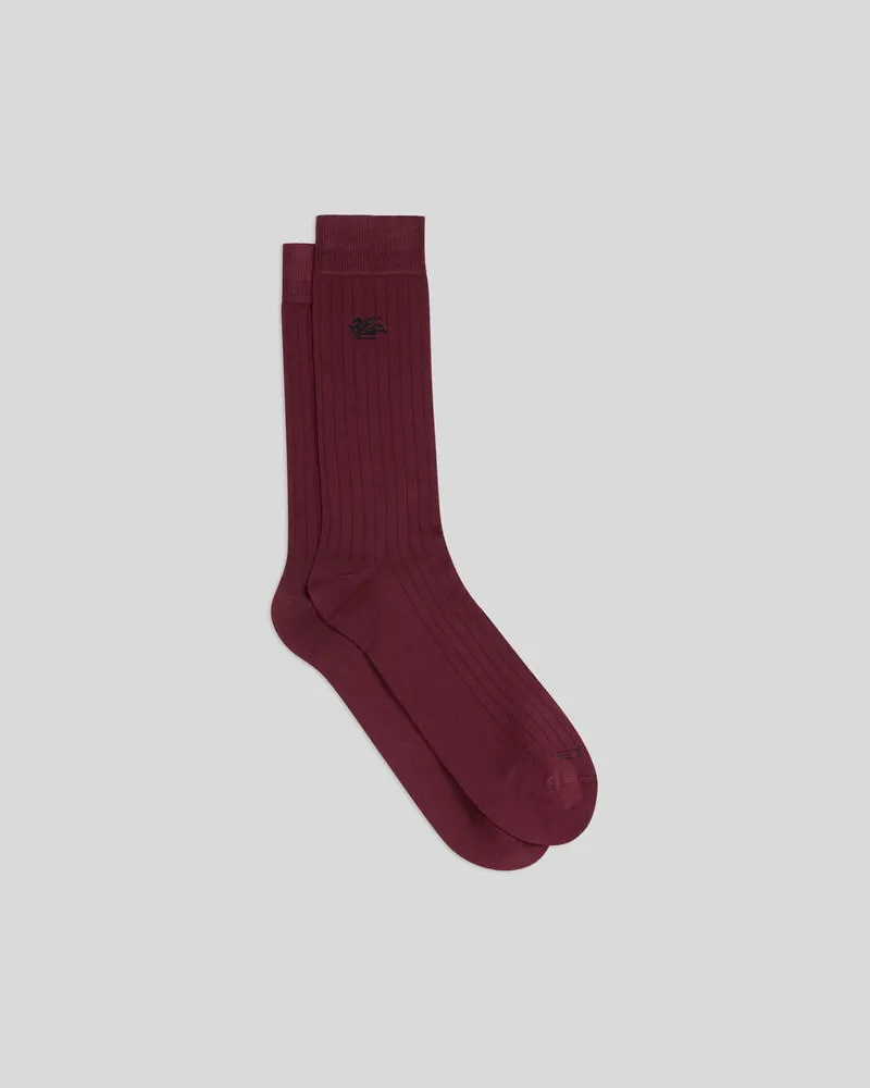Etro Socken Aus Einer Baumwollmischung Mit Pegaso-logo, Herren, Bordeaux, Größe Bordeaux