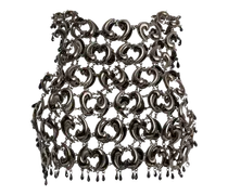 Cropped Top Mit See-through-metallic-paisle, Damen, Schwarz, Größe