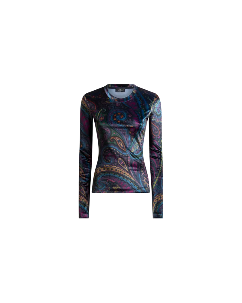 Etro Top Aus Chenille Mit Paisleyprint, Damen, Navyblau, Größe Navyblau