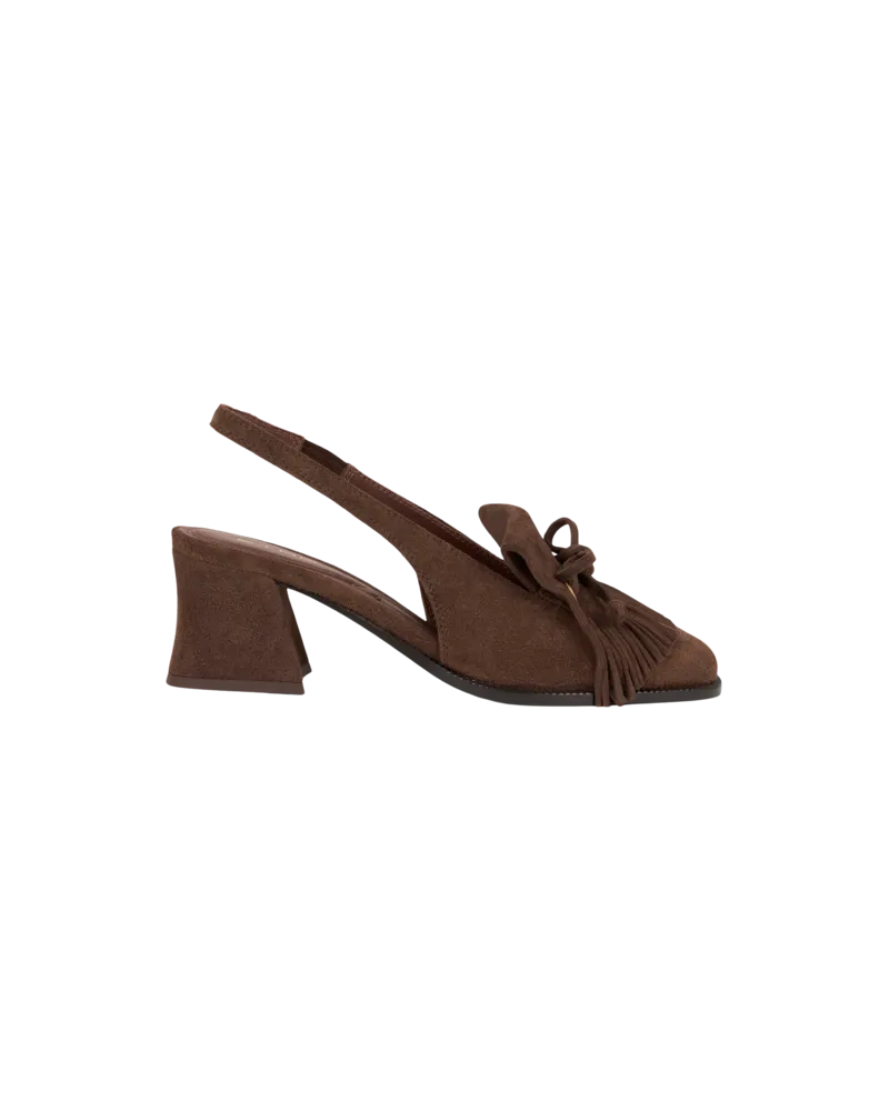 Etro Slingback-mokassins Aus Veloursleder Mit Fransen, Damen, Braun, Größe Braun