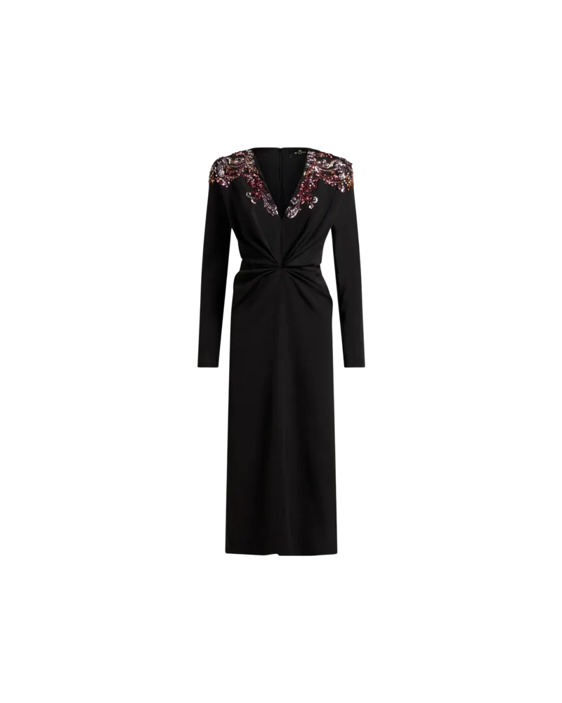 Etro Kleid Aus Bestickter Seide, Damen, Schwarz, Größe Schwarz