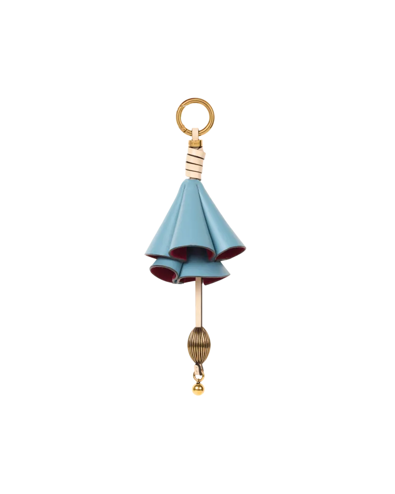 Etro Charm Mit Blume Aus Leder, Damen, Pulverblau Pulverblau