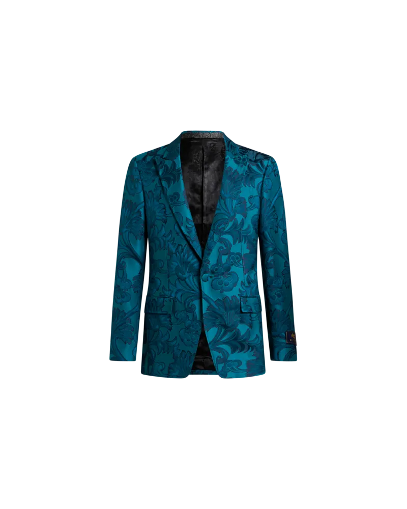 Etro Einreihiger Blazer Mit Floralem Rankenmuster, Herren, Hellblau, Größe Hellblau