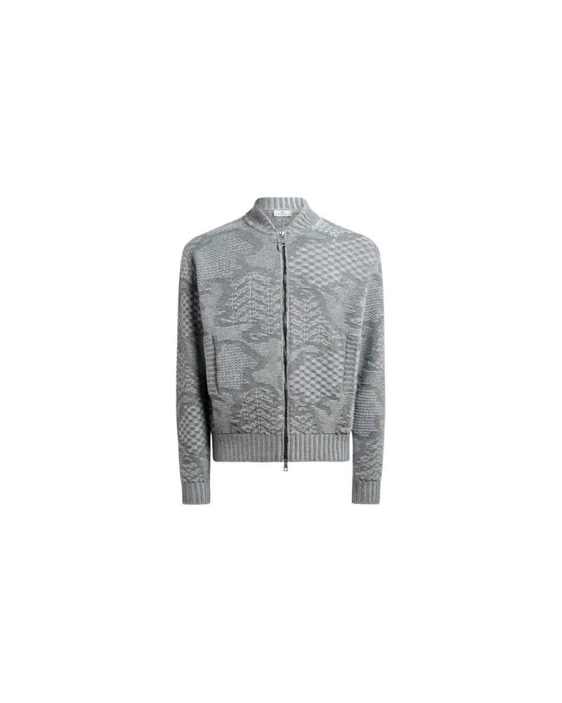Etro Bomberjacke Aus Strickstoff Aus Einer Wollmischung Mit Motiv, Herren, Grau, Größe Grau