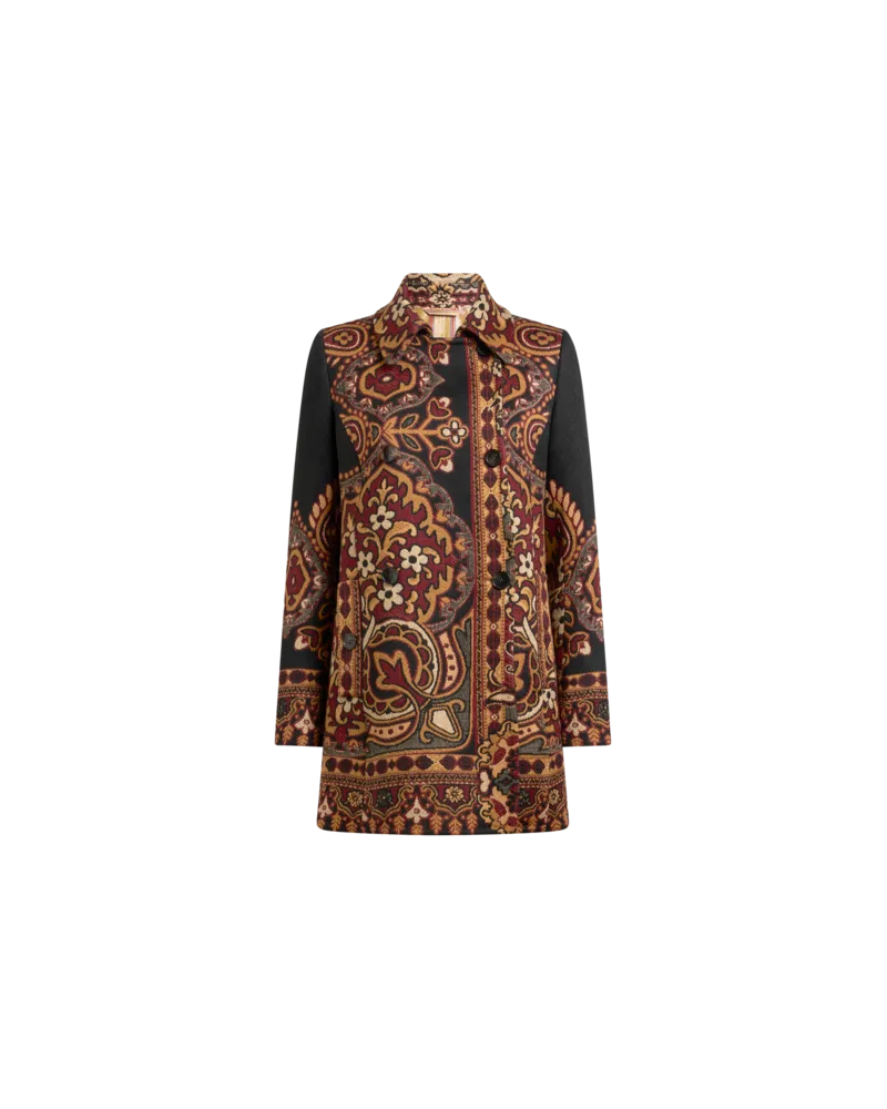 Etro Zweireihiger Jacquard-mantel Aus Einer Wollmischung Mit Floralem Motiv, Damen, Größe 