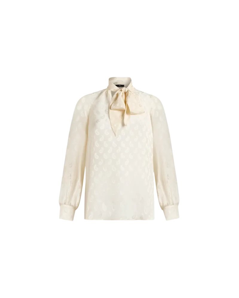 Etro Bluse Aus Seiden-jacquard, Damen, Beige, Größe Beige