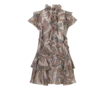 Kleid Aus Leichtem Crepe De Chine Mit Volant, Cremefarben, Größe