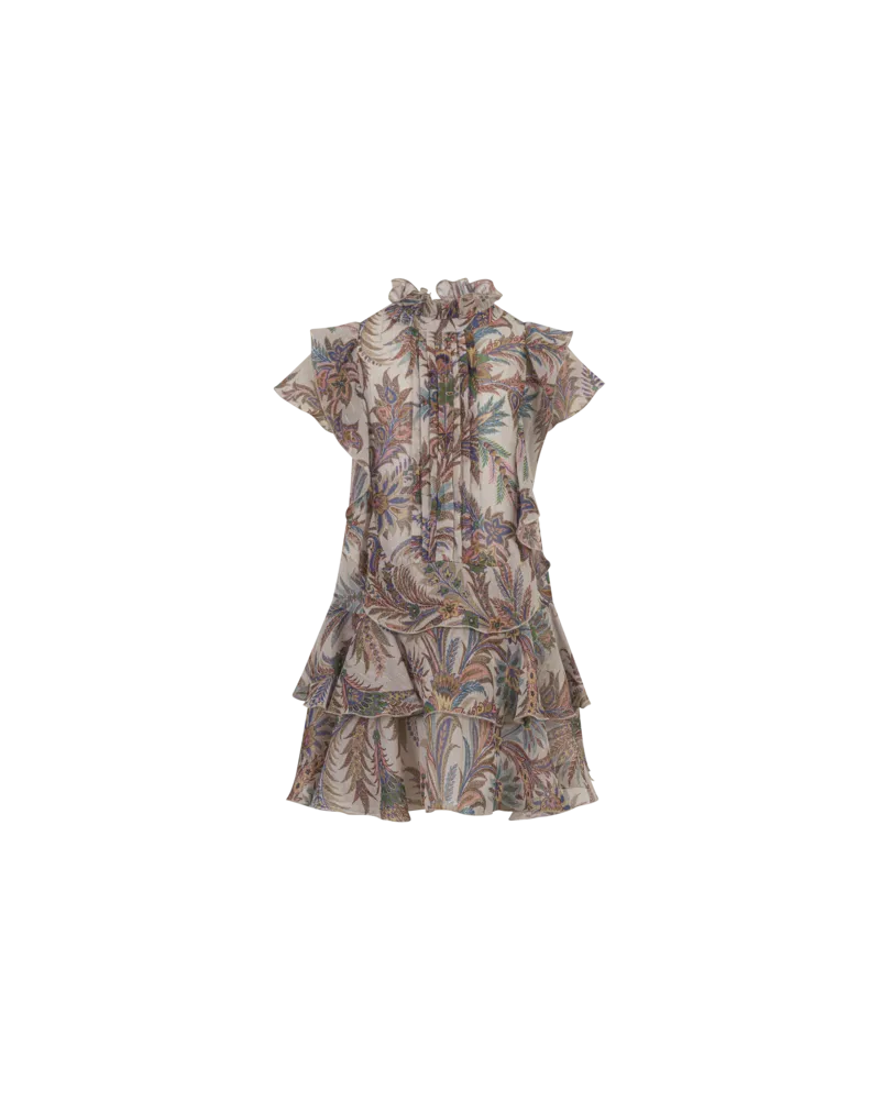 Etro Kleid Aus Leichtem Crepe De Chine Mit Volant, Cremefarben, Größe Cremefarben