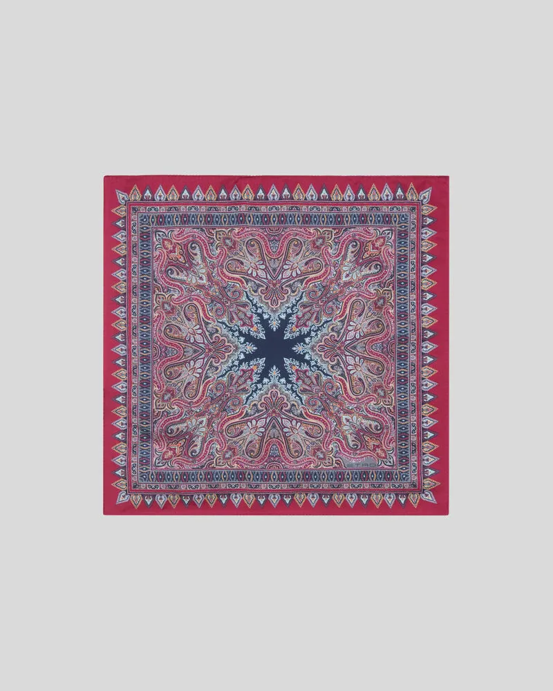 Etro Pochette Aus Seide Mit Floralem Paisley-motiv, Herren, Bordeaux Bordeaux