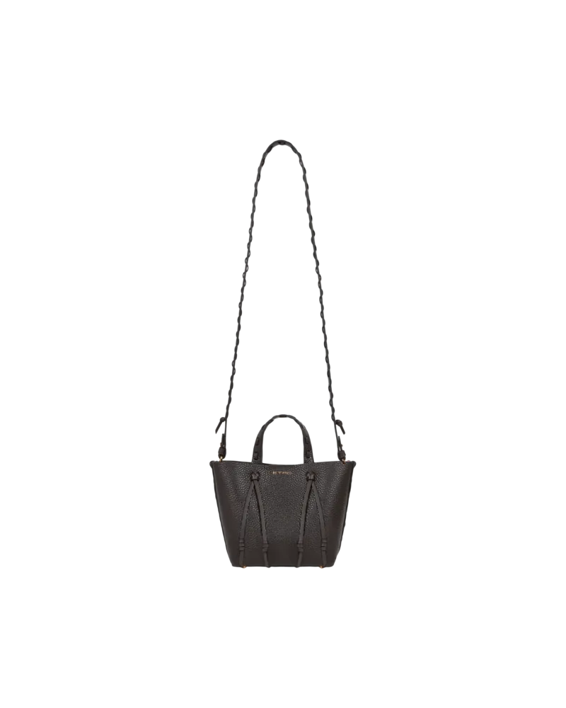 Etro Shopper Etro Essential Mini Aus Leder Mit Eingezogenen Bändern, Damen, Dunkelbraun Dunkelbraun