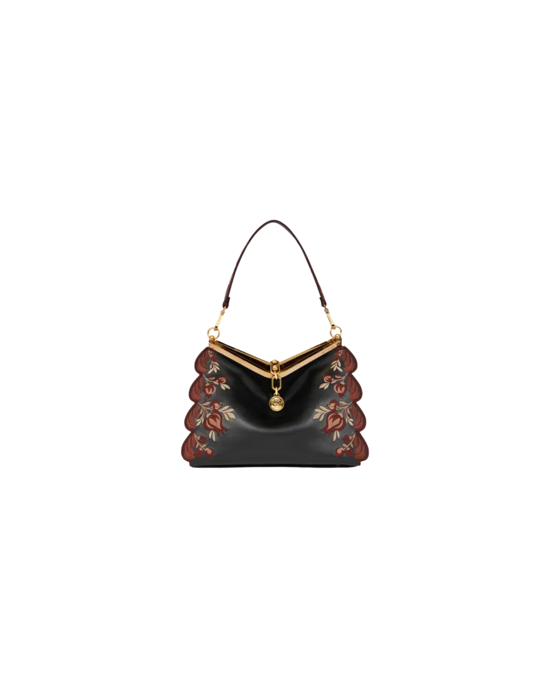 Etro Mittlere Vela-tasche Mit Stickerei, Damen, Schwarz Schwarz
