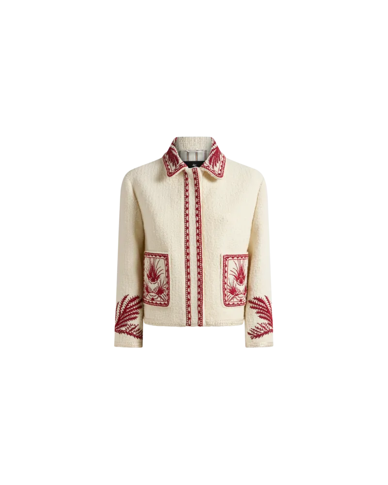 Etro Jacke Aus Bestickter Bouclé-wolle, Damen, Beige, Größe Beige