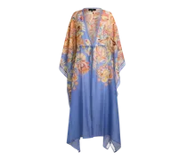 Kaftan Aus Baumwolle Und Seide Mit Print, Damen, Pulverblau