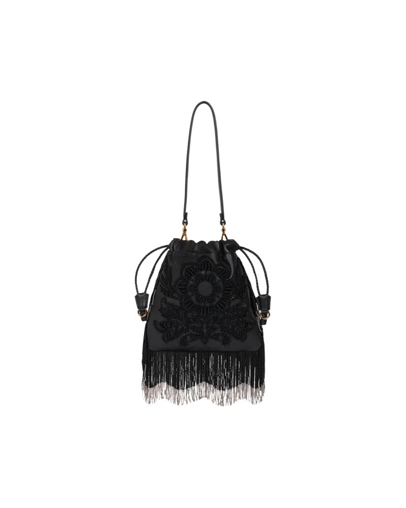 Etro Kleine Tasche Kalisperamit Perlen Und Fransen, Damen, Schwarz Schwarz