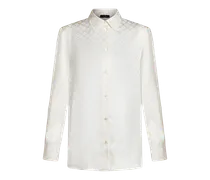 Hemd Aus Seidenjacquard, Damen, Weiß, Größe