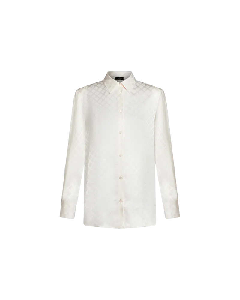 Etro Hemd Aus Seidenjacquard, Damen, Weiß, Größe Weiß