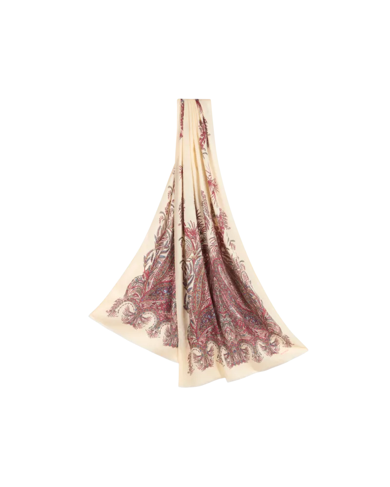 Etro Schal Aus Einer Kaschmirmischung Mit Platziertem Druck, Damen, Bordeaux Bordeaux