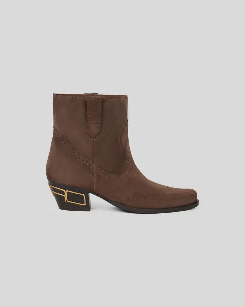 Etro Stiefeletten Aus Veloursleder, Damen, Braun, Größe Braun