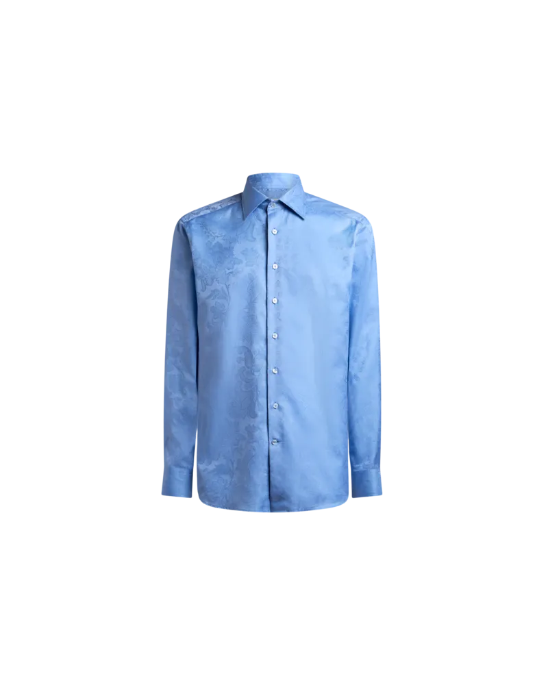 Etro Hemd Aus Baumwolle In Jacquard, Herren, Himmelblau, Größe Himmelblau