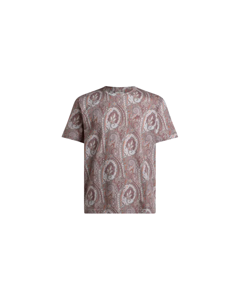 Etro T-shirt Aus Baumwolle Mit Floralem Paisley-motiv, Herren, Rot, Größe Rot