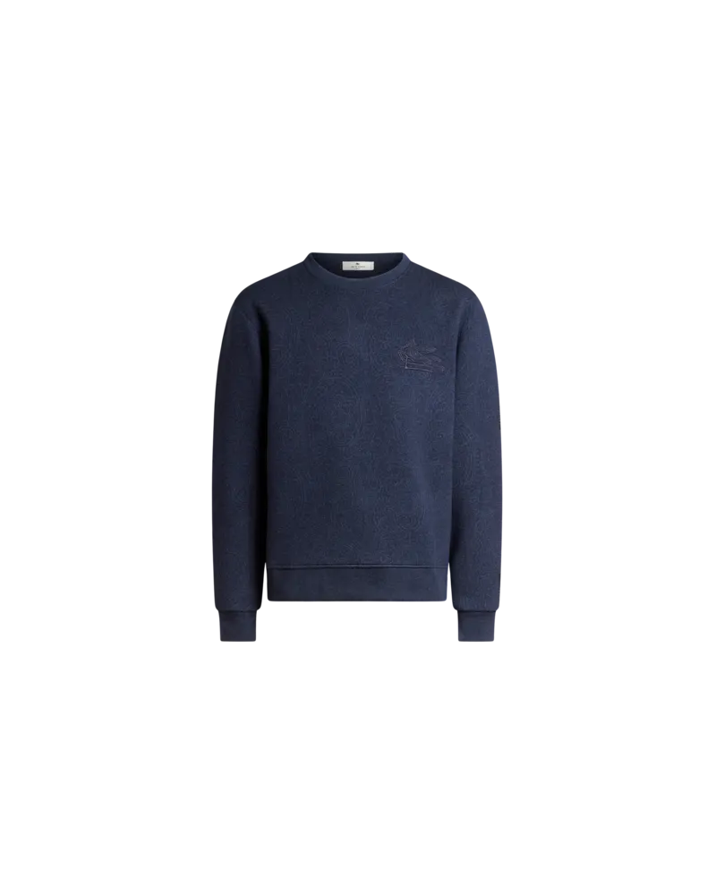 Etro Sweatshirt Aus Jacquard-jersey Mit Arnika-motiv, Herren, Blau, Größe Blau