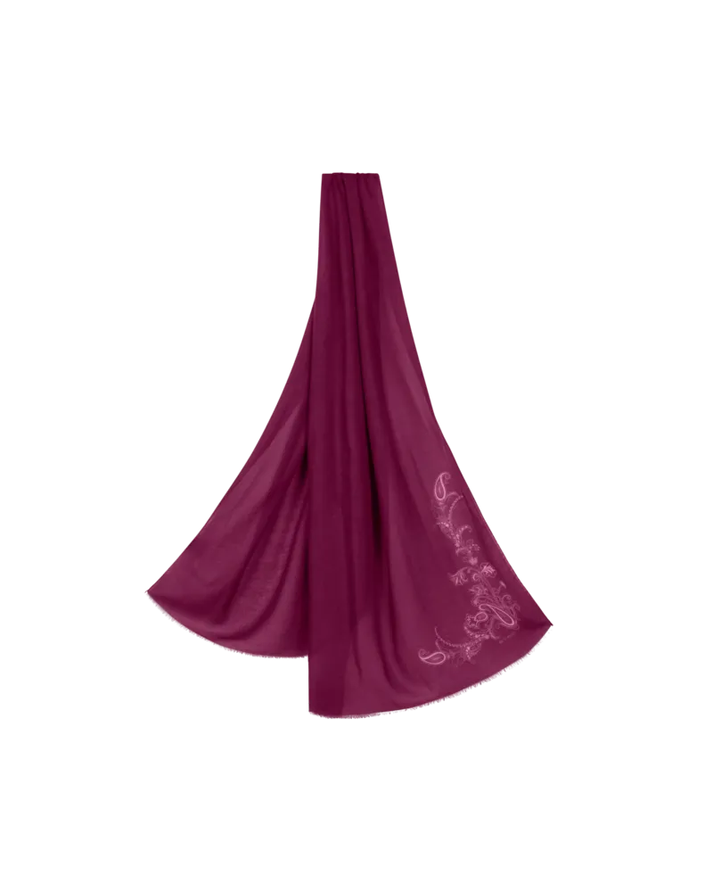 Etro Schal Aus Einer Kaschmirmischung Mit Platziertem Druck, Herren, Bordeaux Bordeaux