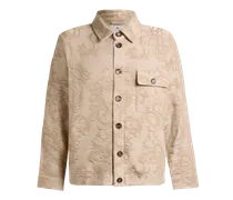 Hemdjacke Aus Trikot Aus Baumwolle Mit Ramage-motiv, Herren, Beige, Größe