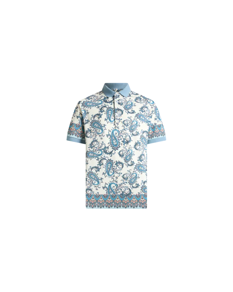 Etro Polo Aus Baumwolle Mit Abgesetztem Print, Herren, Pulverblau, Größe Pulverblau