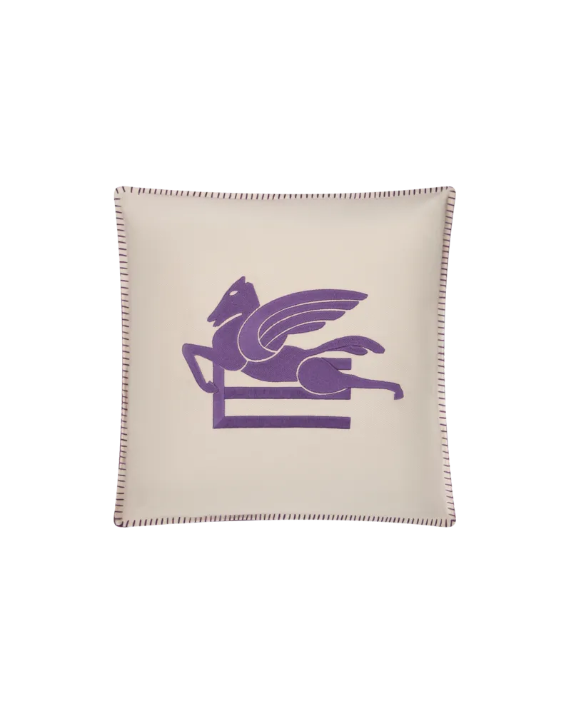 Etro Kissen Mit Gesticktem Pegaso Und Logo, Violett Violett