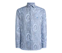 Hemd Aus Baumwollsatin Mit Floralem Paisley-motiv, Herren, Hellblau, Größe