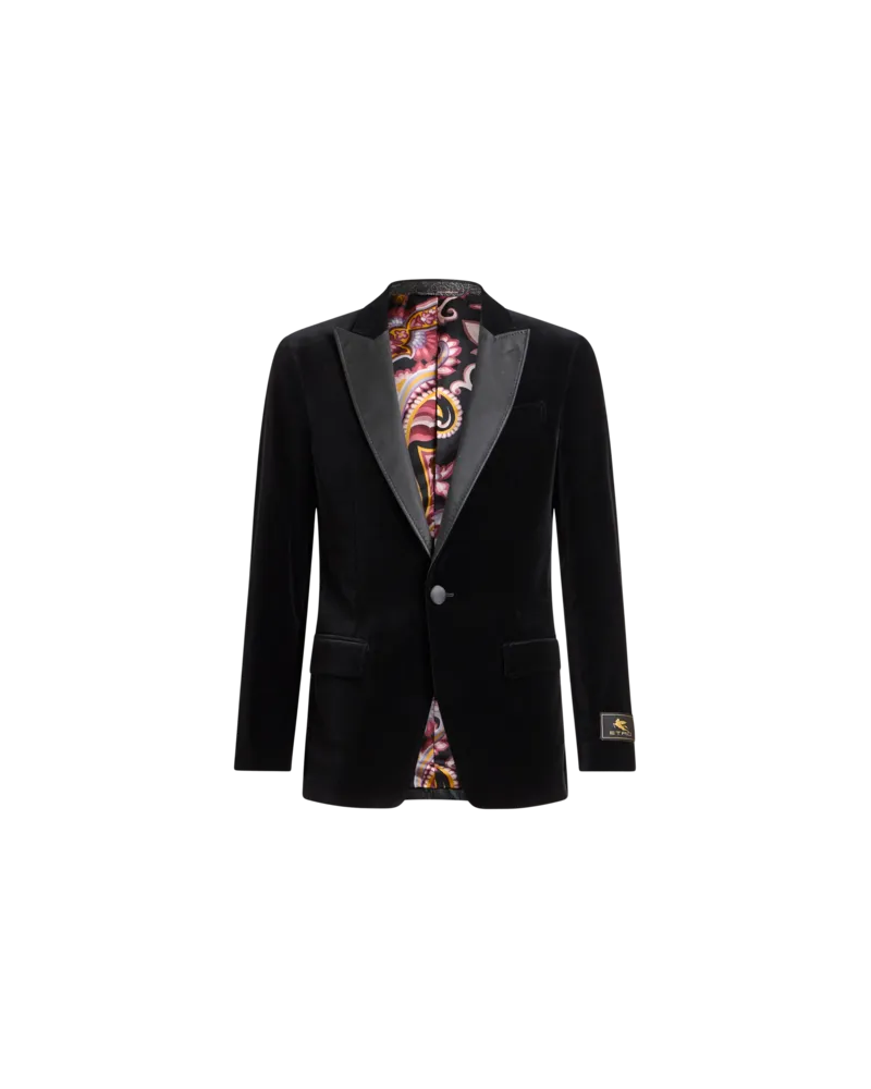 Etro Einreihiger Blazer Mit Kontrastierendem Futter, Herren, Schwarz, Größe Schwarz