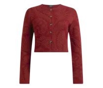 Cropped Cardigan Mit Paisley-jacquard-muster, Damen, Bordeaux, Größe
