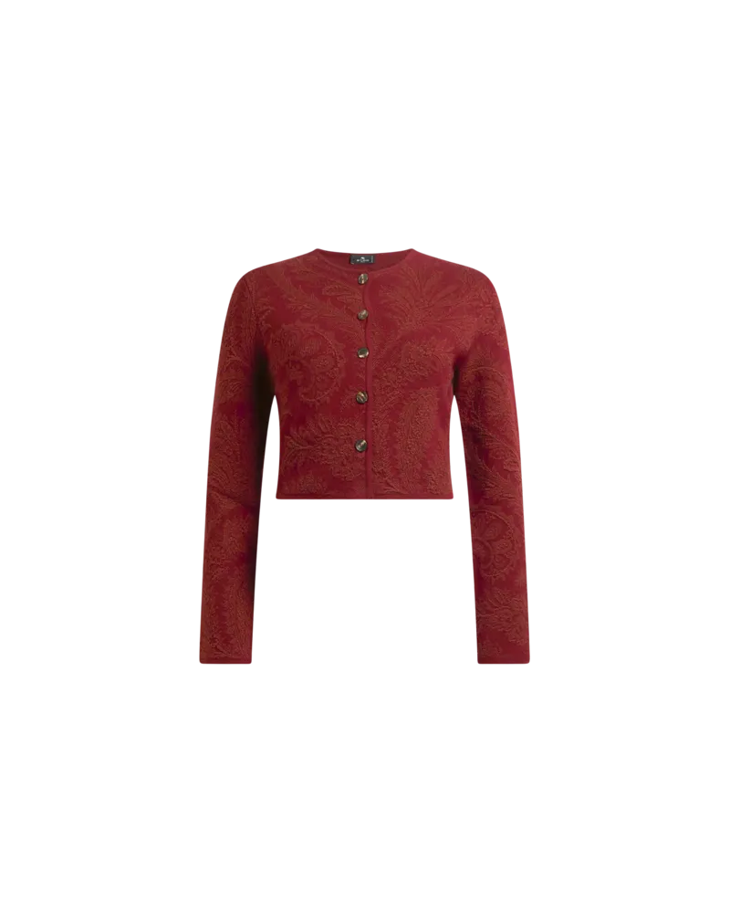 Etro Cropped Cardigan Mit Paisley-jacquard-muster, Damen, Bordeaux, Größe Bordeaux