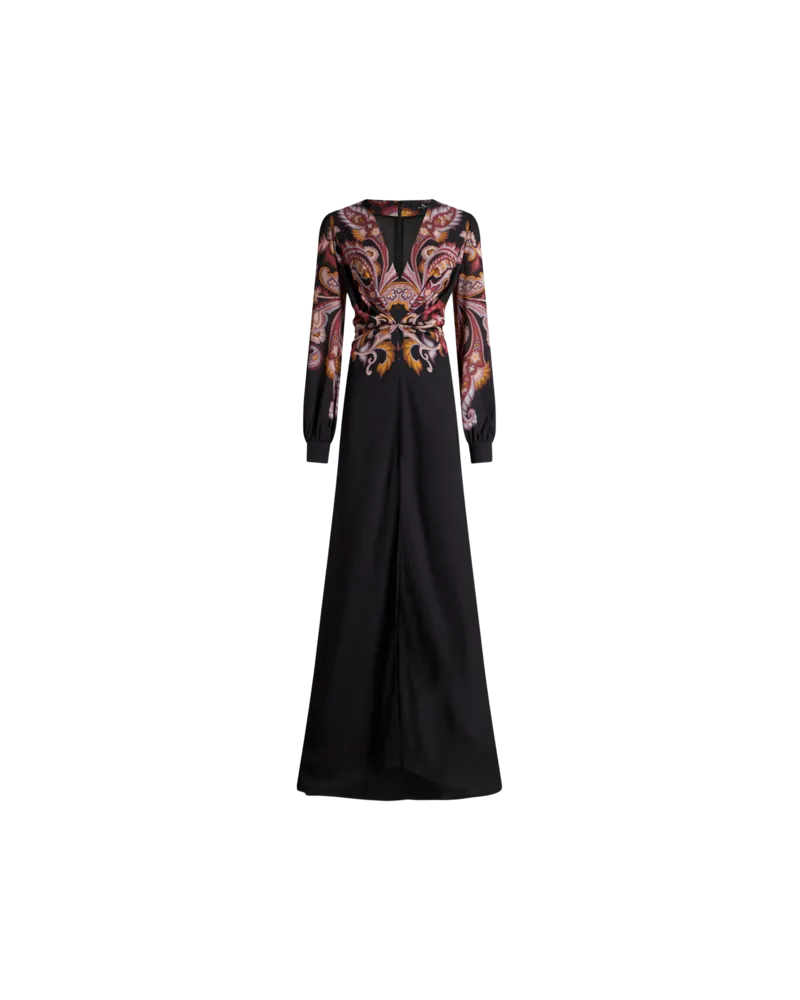 Etro Bedrucktes Kleid Aus Stretch-sablé, Damen, Schwarz, Größe Schwarz