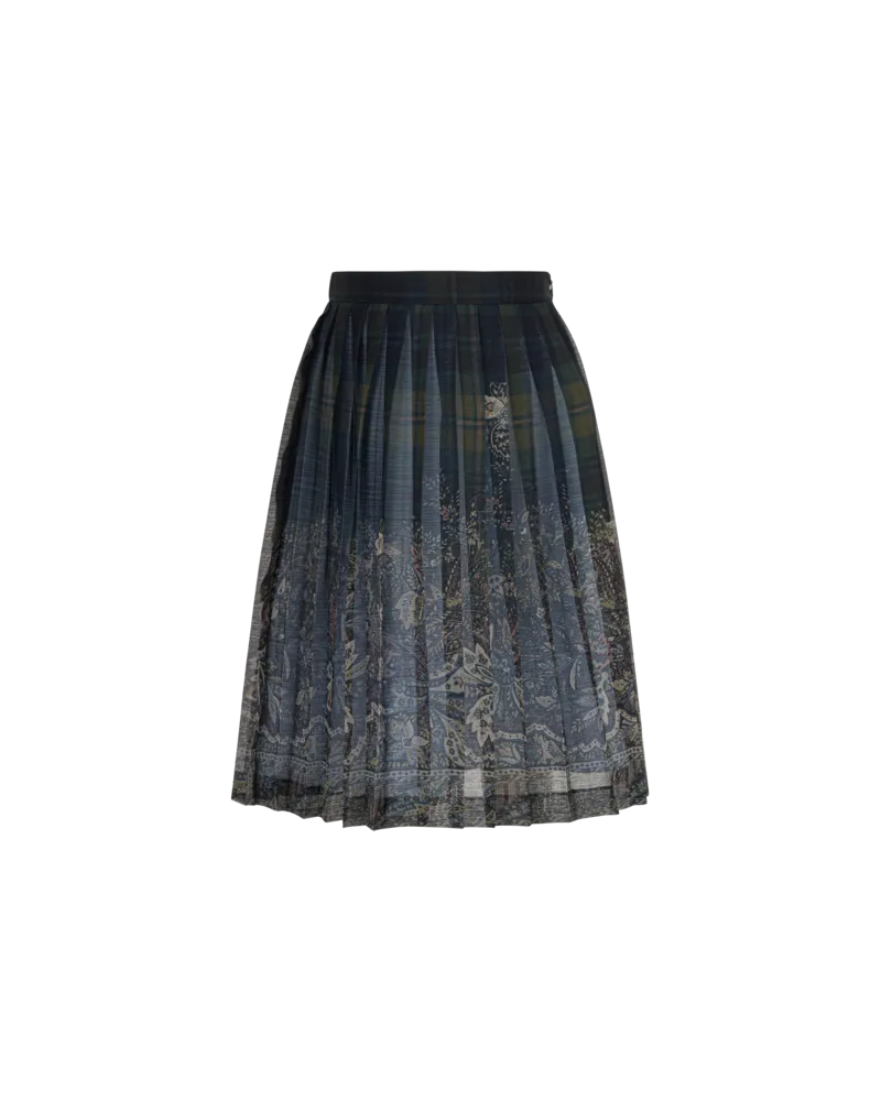 Etro Midi-faltenrock Aus Leichtem Crepe De Chine Mit Platziertem Print, Blau, Größe Blau