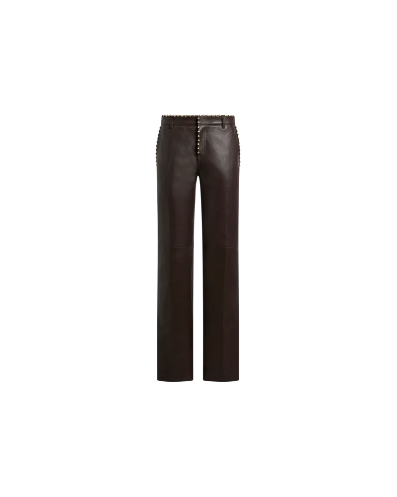 Etro Hose Aus Leder Mit Nieten, Damen, Braun, Größe Braun