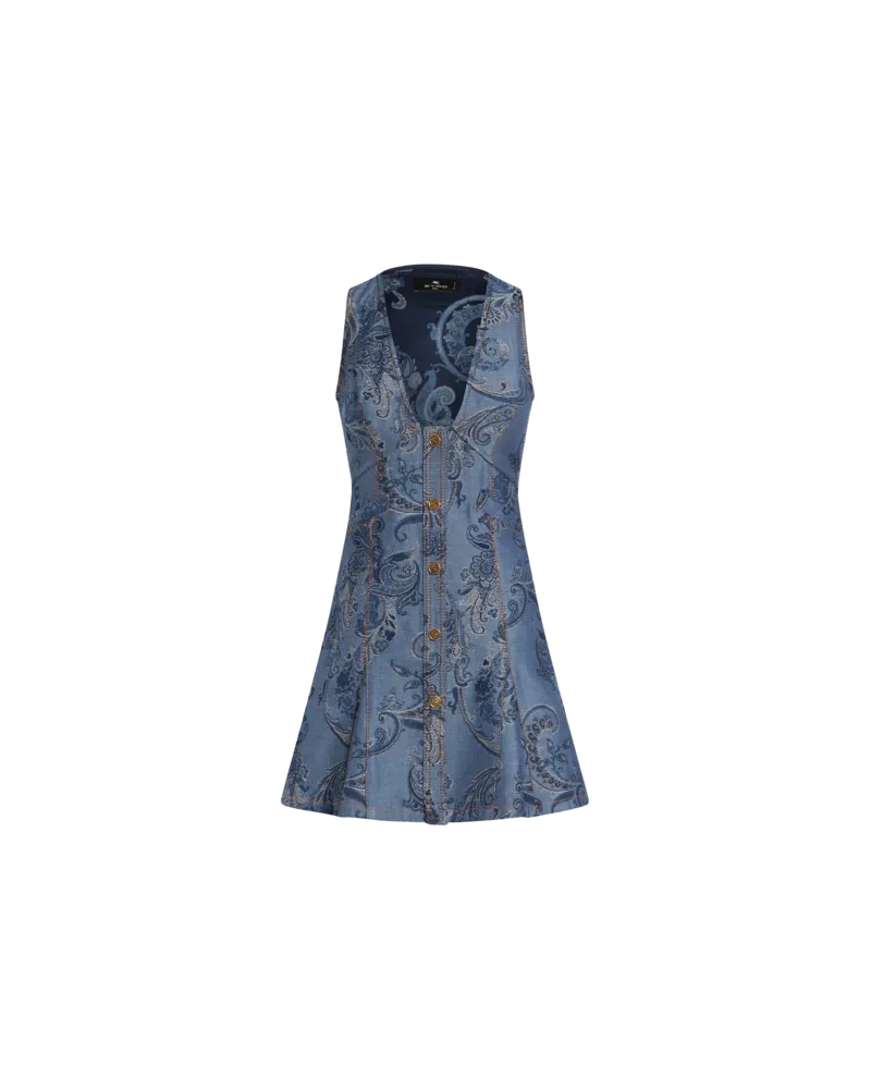 Etro Kleid Aus Jacquard-denim, Damen, Navyblau, Größe Navyblau
